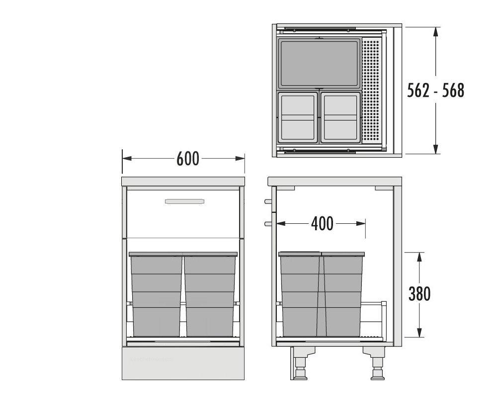 Hailo Abfallsammler 3301782 Allegro 380 Einsatz 2x13 + 28 L Dunkelgrau
