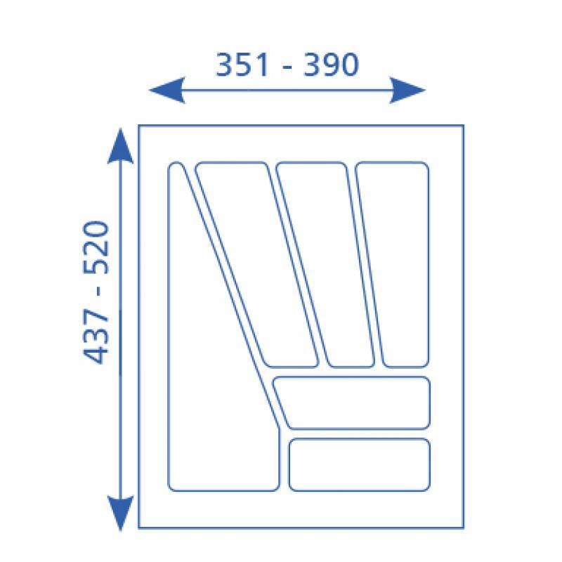 Besteckeinsatz 610524 BE 45 MULTI 351 - 390 mm weiß