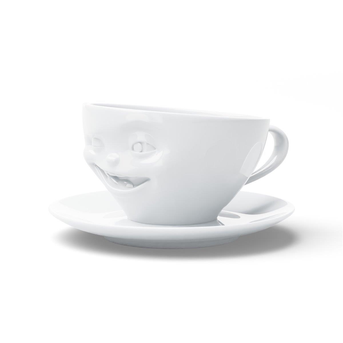 TV Tasse Kaffeetasse 48 Zwinkernd mit Untertasse weiß