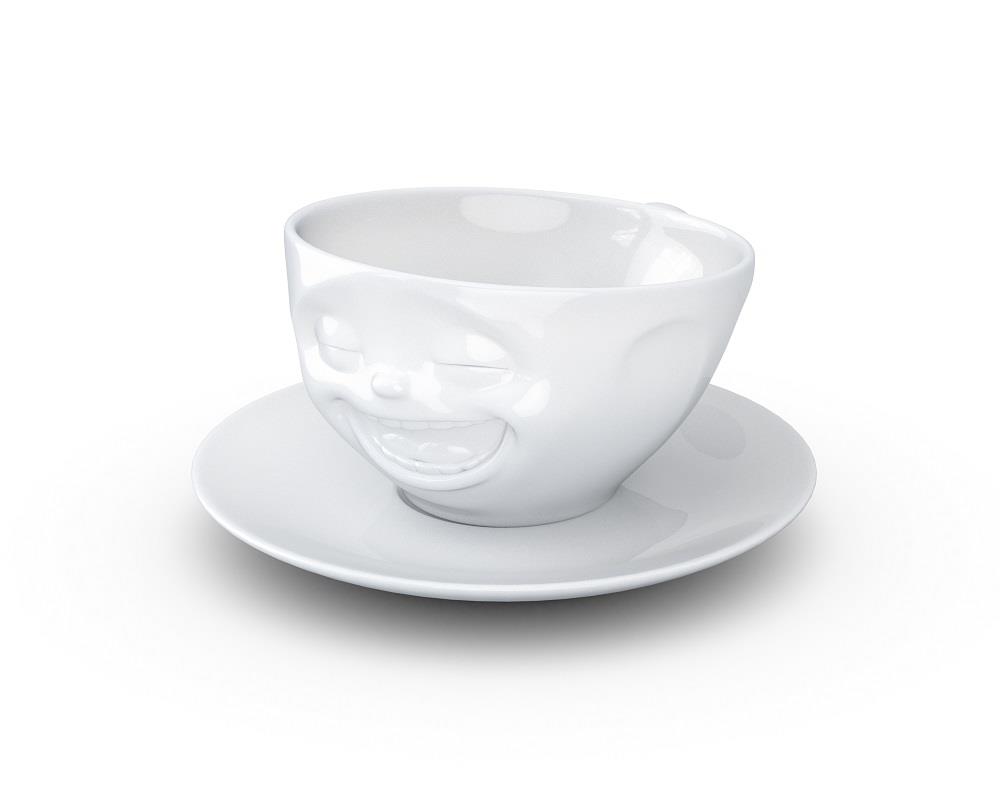 TV Tasse Kaffeetasse 47 Lachend mit Untertasse weiß