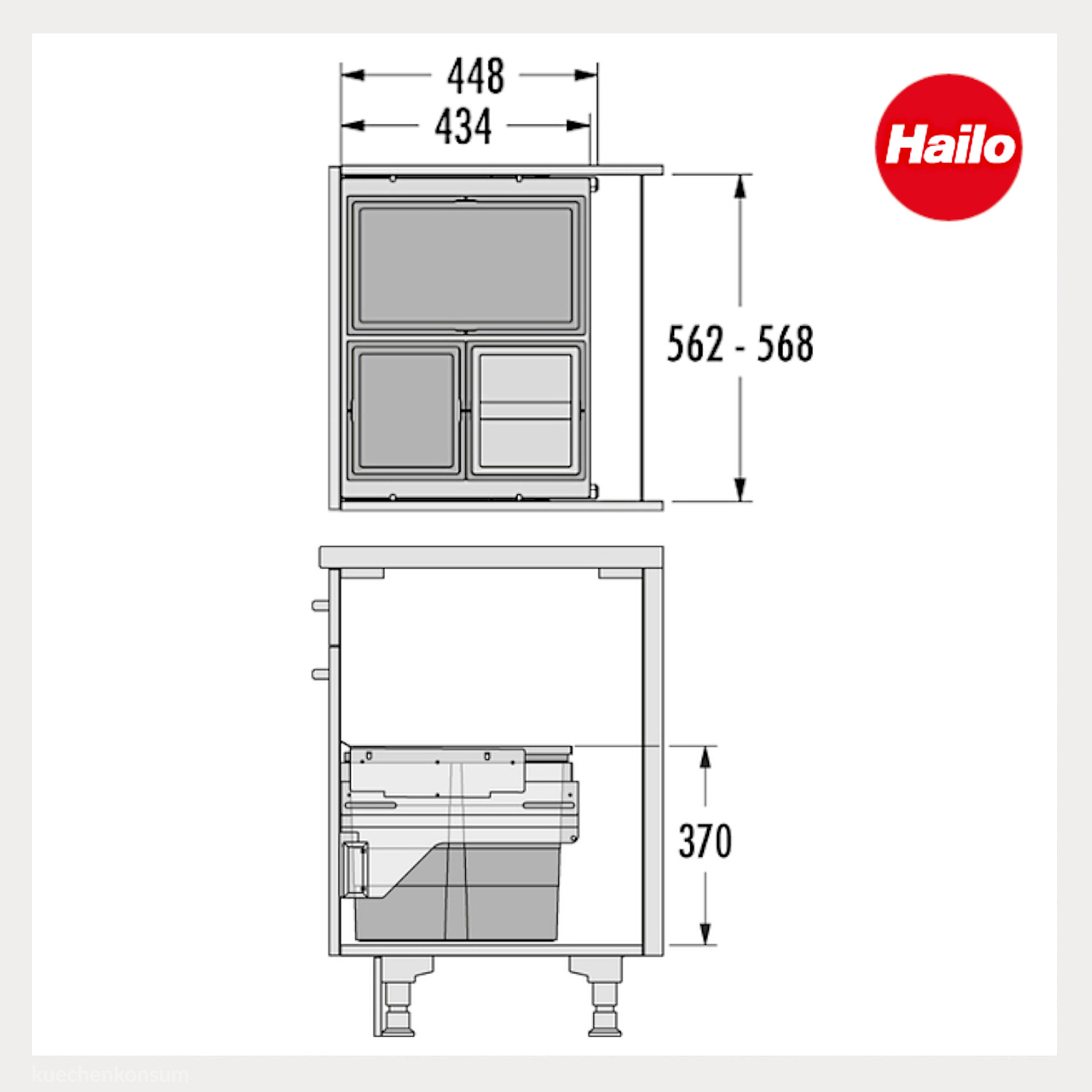 Hailo Abfallsammler 3610851 Cargo 600 Slide 54 Liter
