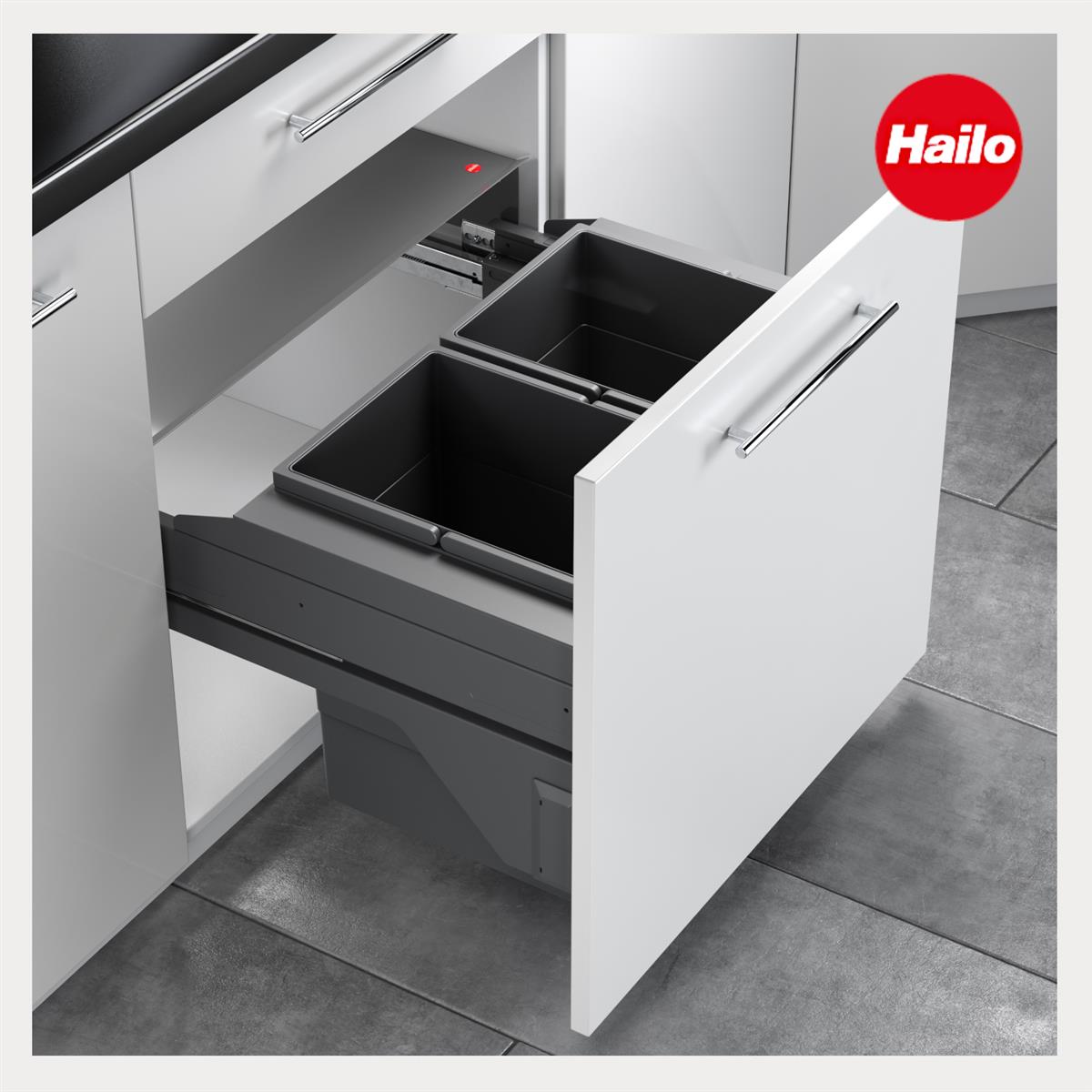 Hailo Abfallsammler 3610971 CS Slide Cargo-Soft Short 2x20L dunkelgrau