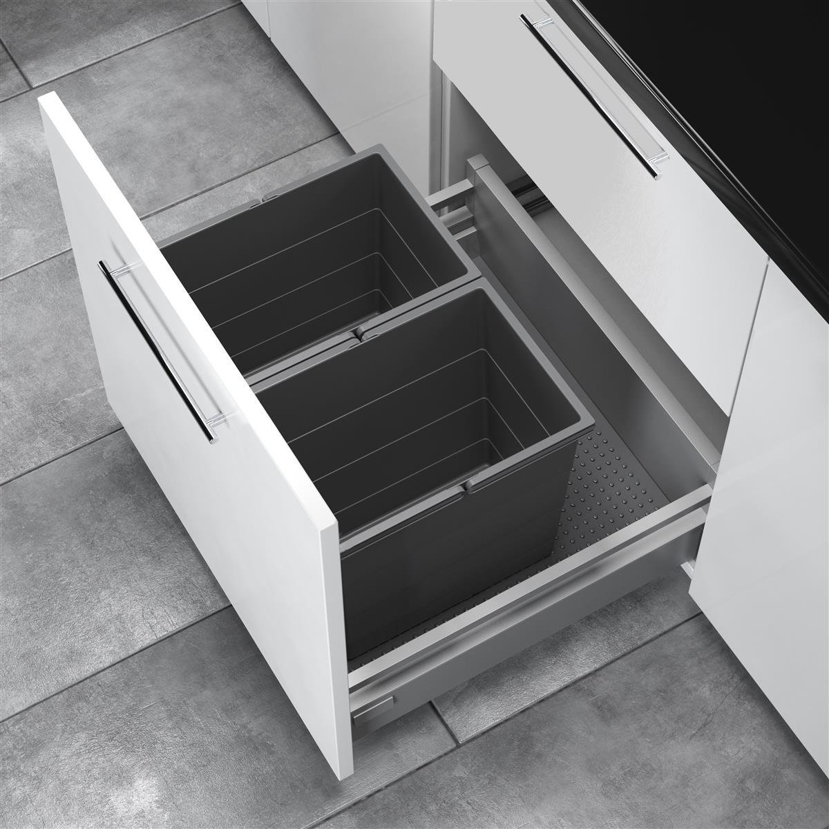 Hailo Abfallsammler 3301612 Allegro 220 Einsatz 2x 14 Liter Dunkelgrau