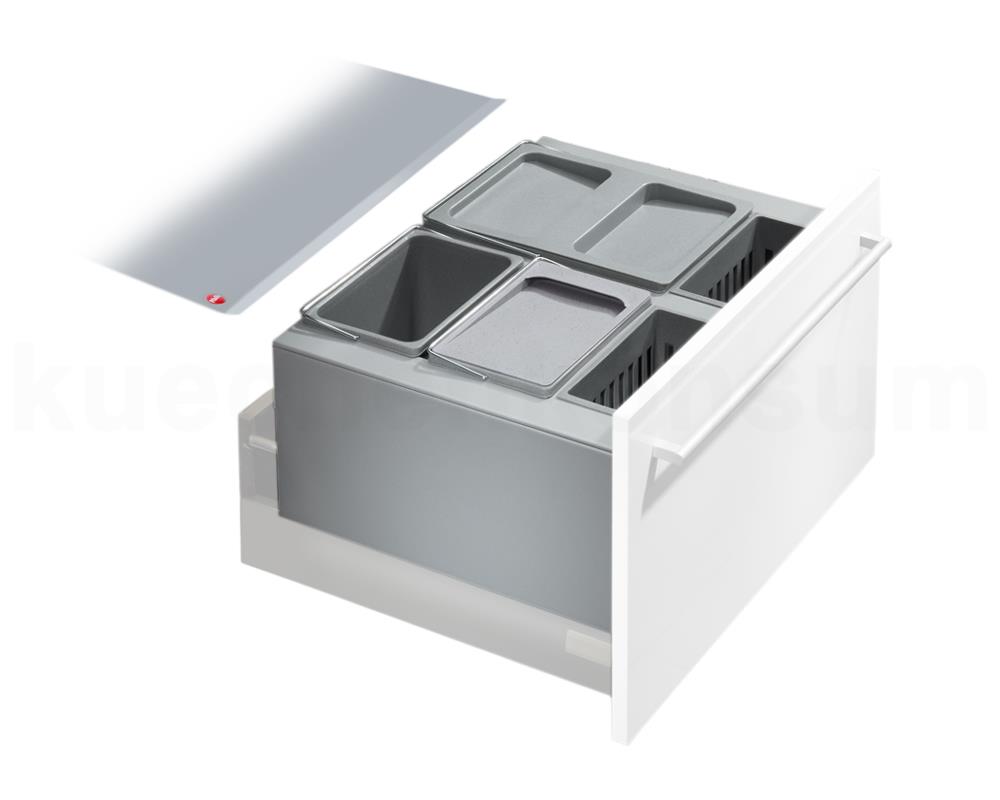 Hailo Abfallsammler 3630601 XX Inset Aufsatz XXL 2x 8,5 + 2x 4,1 + 18 Liter