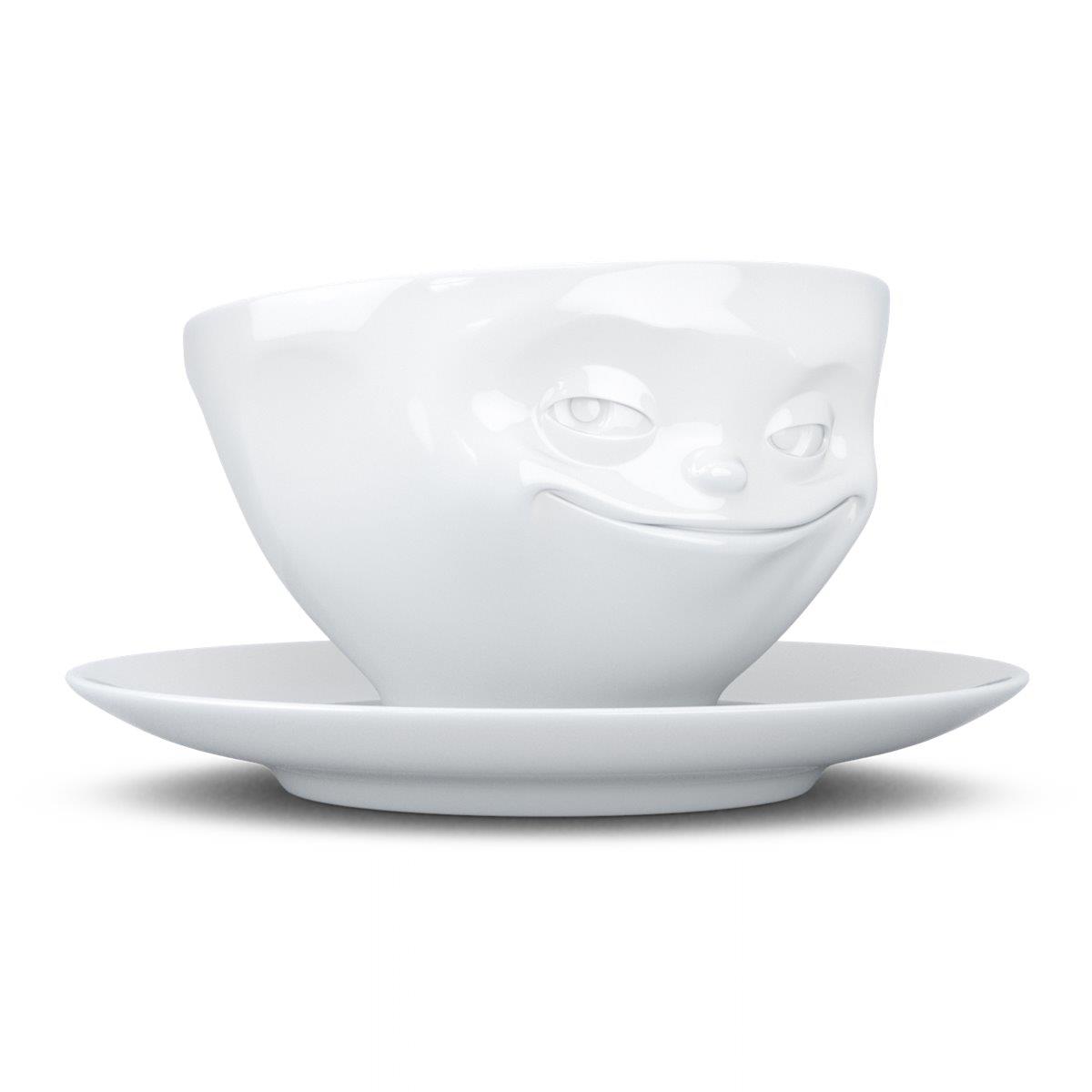 TV Tasse Kaffeetasse 41.01 Grinsend mit Untertasse weiß