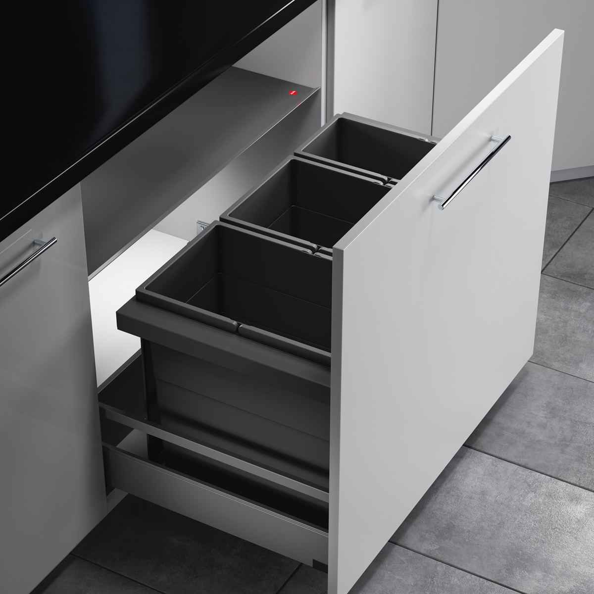 Hailo Abfallsammler 10000227 Triple XL 800 28/28/18 Liter dunkelgrau