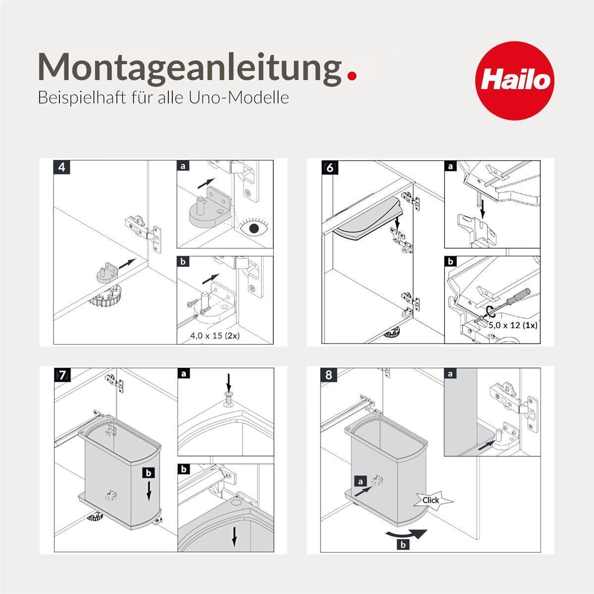 Hailo Uno Einbau Abfallsammler 18 Liter Schwenkeimer Abfallsorter Mülleimer 3418