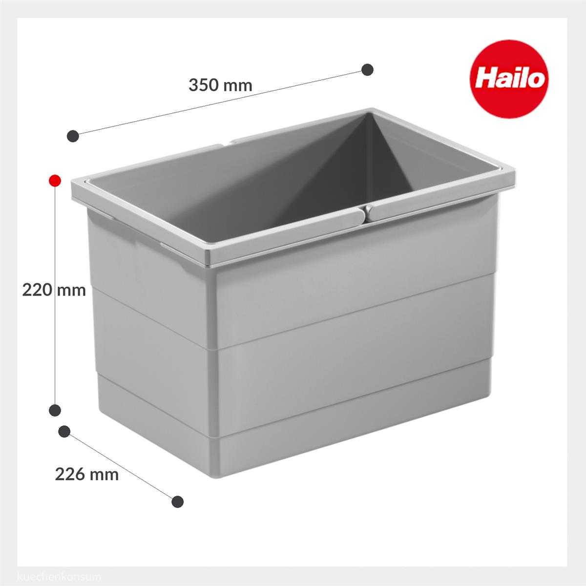Hailo Inneneimer 1073979 hellgrau 350 x 226 x 220 mm 2 Henkel