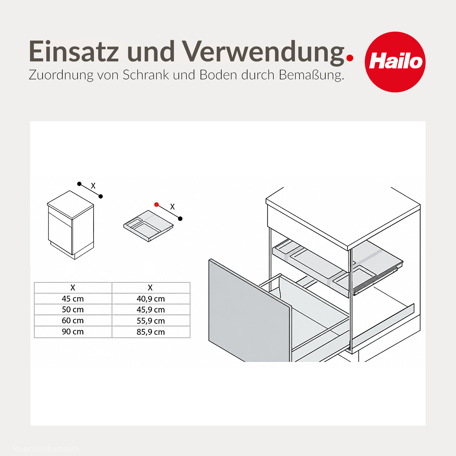Hailo Multideckel 1225909 Tablarboden für 45 cm Schrank dunkelgrau