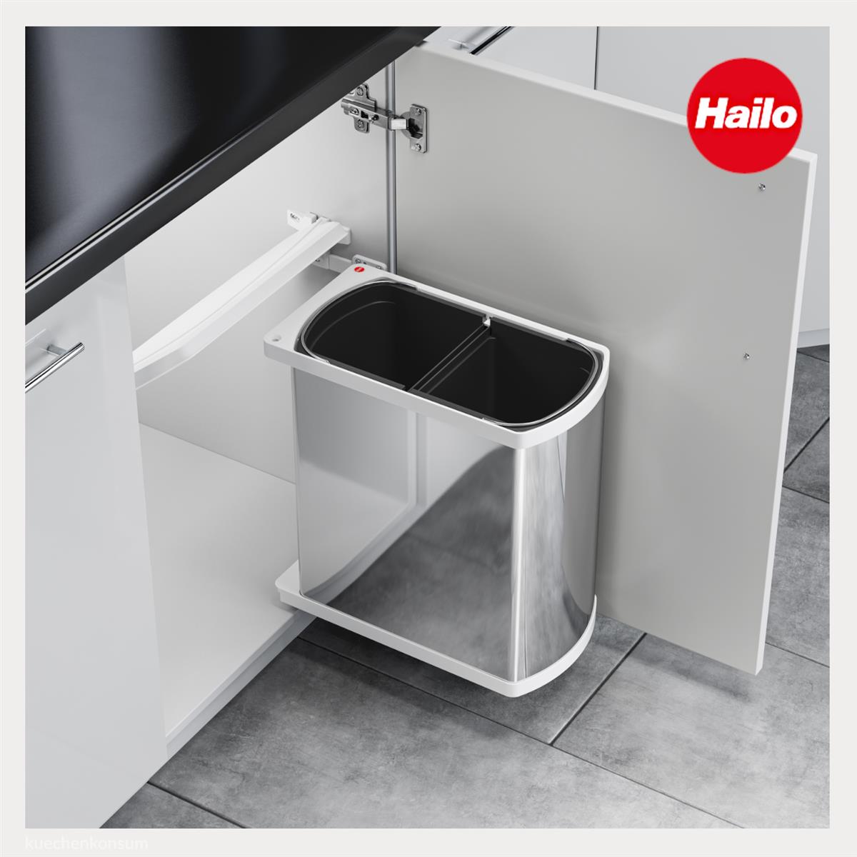Hailo Abfallsammler 3416901 MF Swing ws Duo 16 Liter Edelstahl weiß