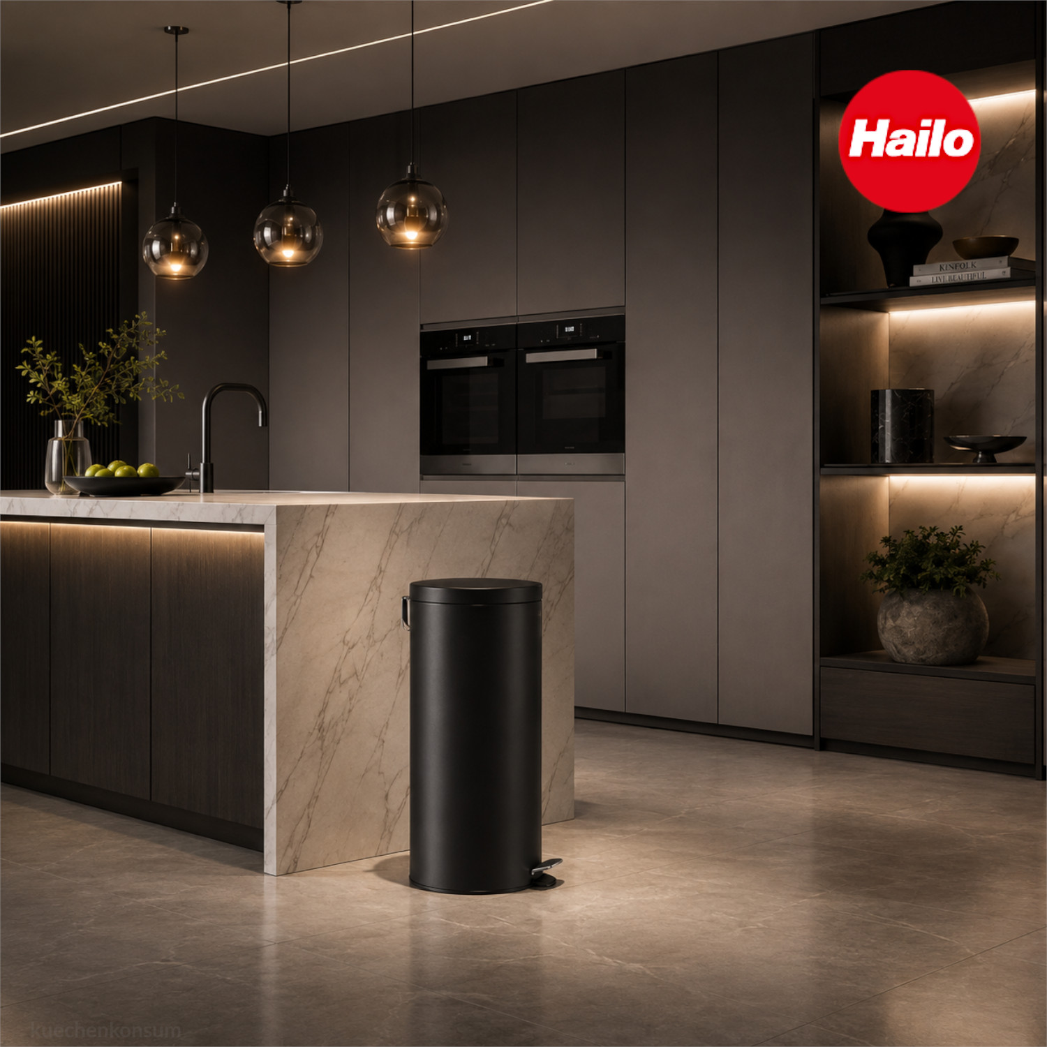 HAILO Standmülleimer 5030601 Selekta rund 30 L Schwarz