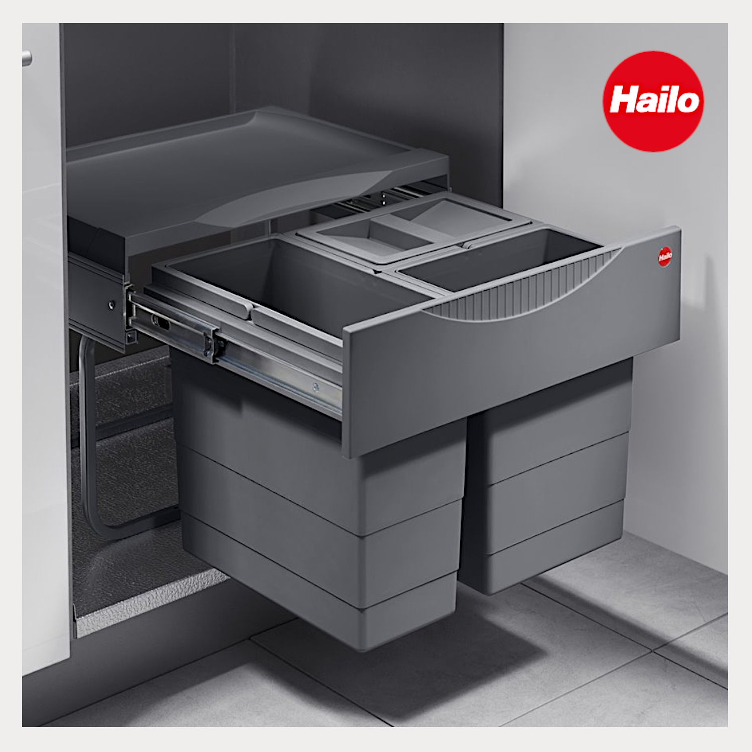 Hailo Abfallsammler 3644912 TR Swing Raumspar-Tandem-S 2x 8,5 + 12 Liter