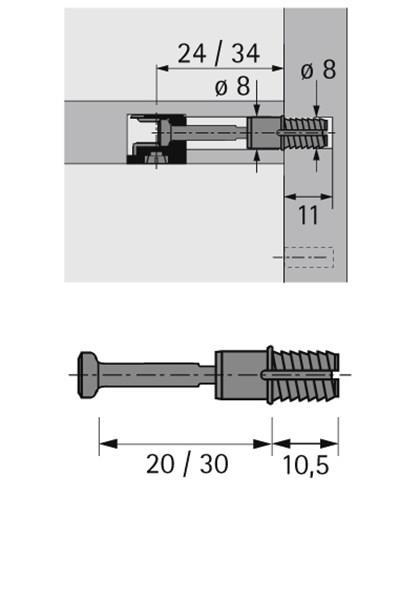 Hettich Schnellmontagedübel Rapid S DU 325 Verbinderdübel 100 Stück