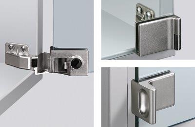 Hettich 1 Set Glastürscharnier ET 5160 aufliegend Zinkdruckguss vernickelt
