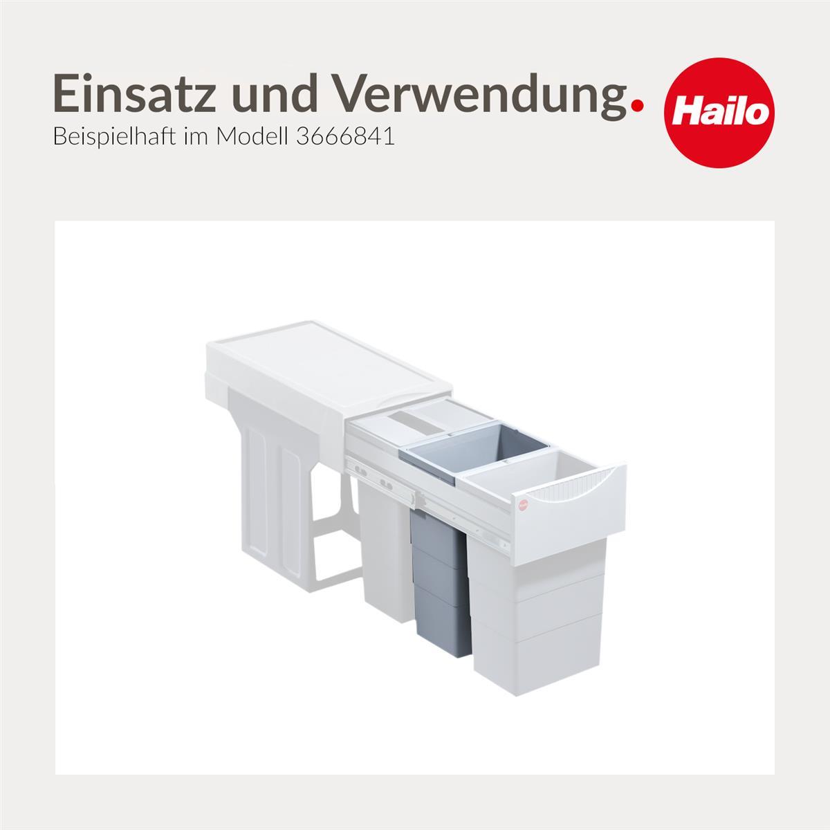 Hailo Inneneimer 1075969 hellgrau 10 Liter 226 x 156 x 350 mm 2 Henkel