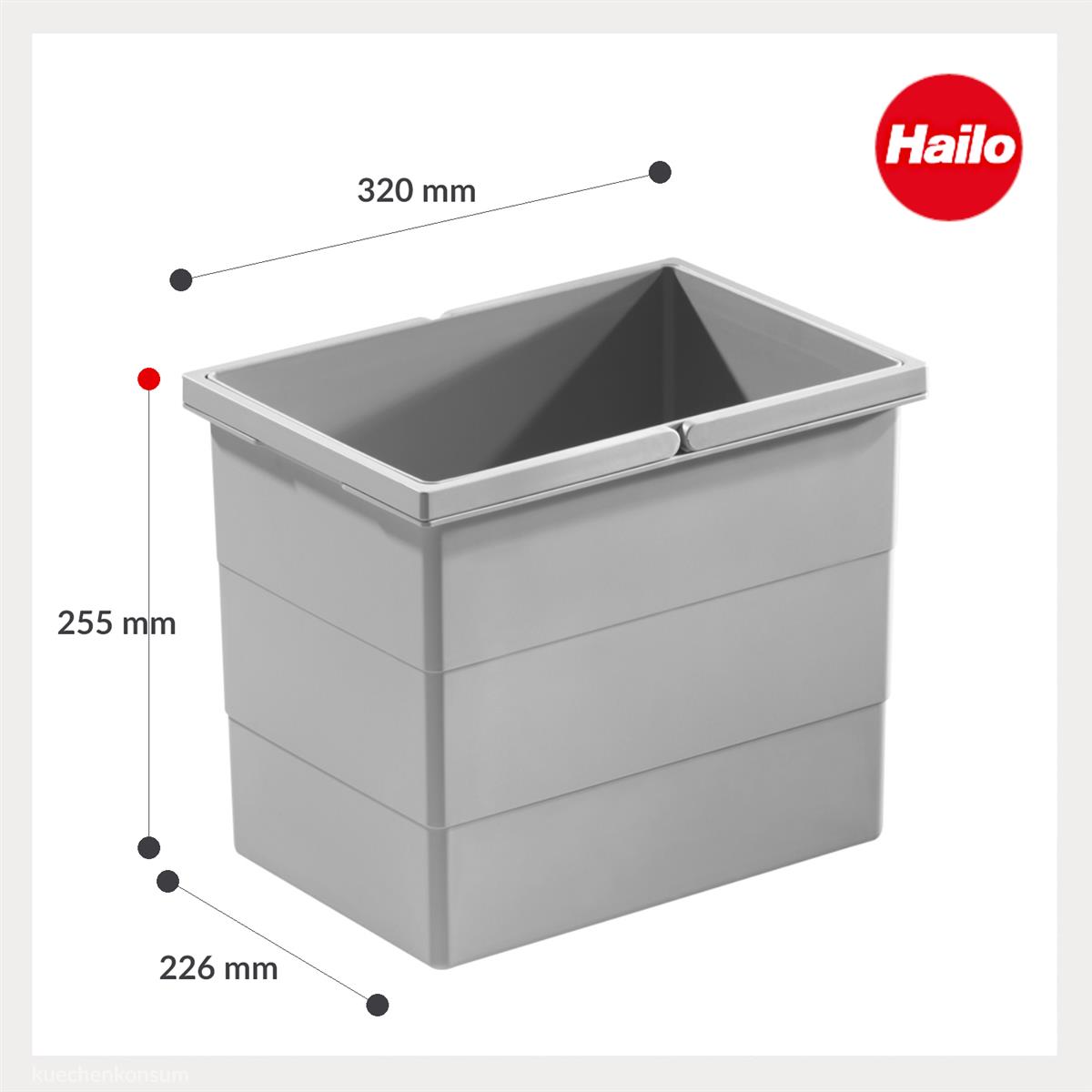 Hailo Inneneimer 1102459  hellgrau 15 L 320 x 226 x 255 mm 2 Henkel