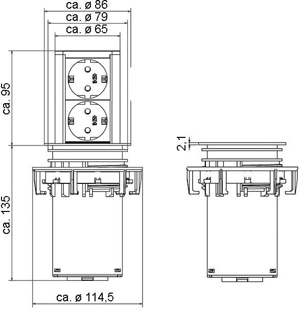 Bachmann Elevator 928.002 Steckdose 2fach versenkbar edelstahlfarbig