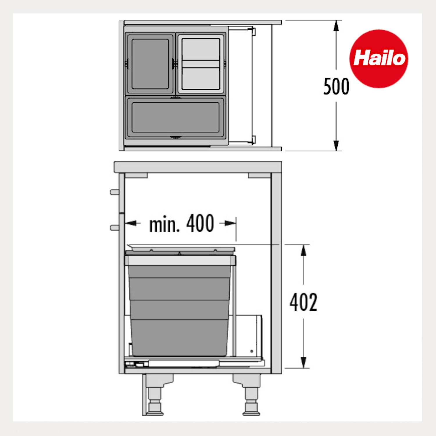 Hailo Abfallsammler 10000224 Triple XL 500 18/13/13/D dunkelgrau