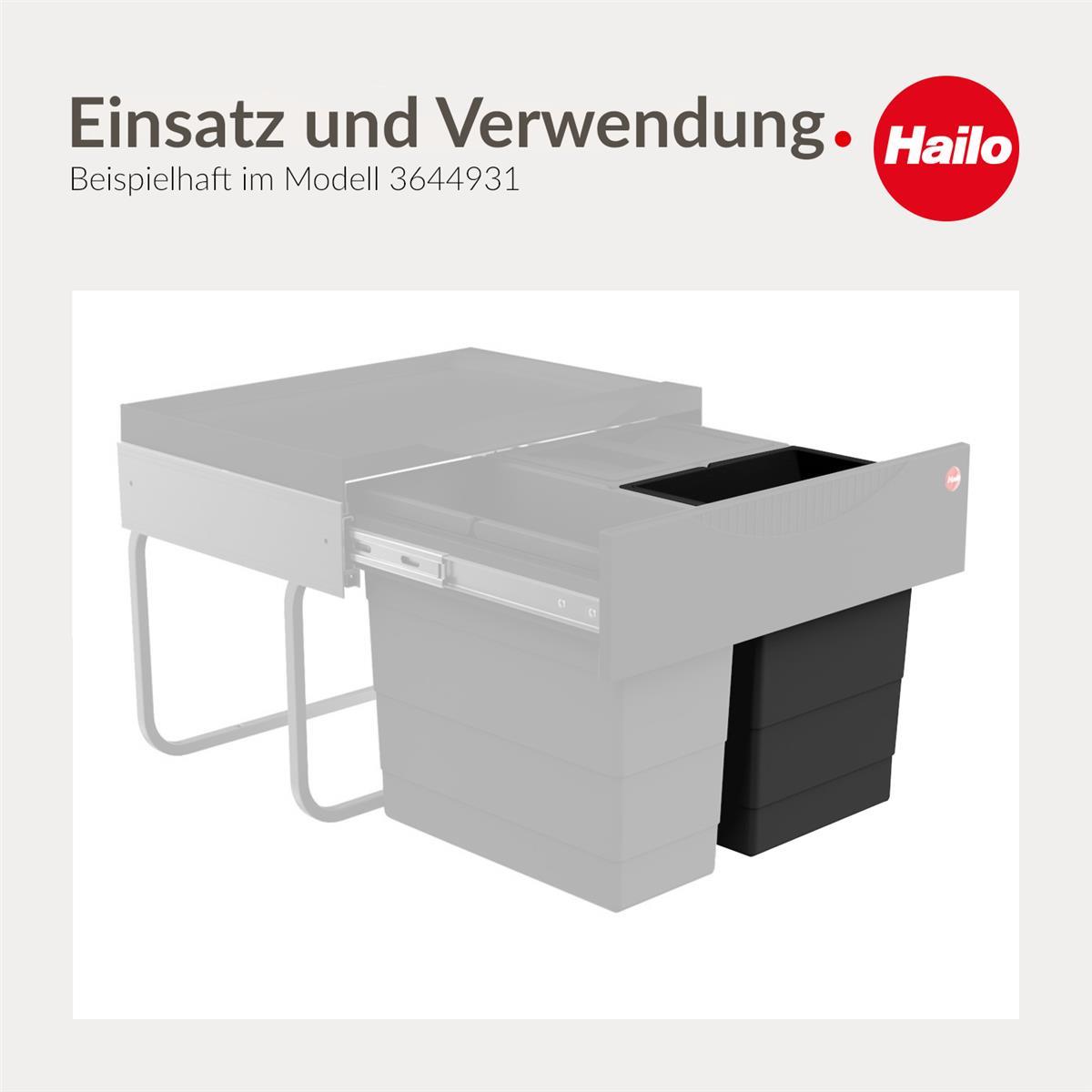 Hailo Inneneimer 1225959 schwarz 8 L 226 x 156 x 295 mm mit Deckel