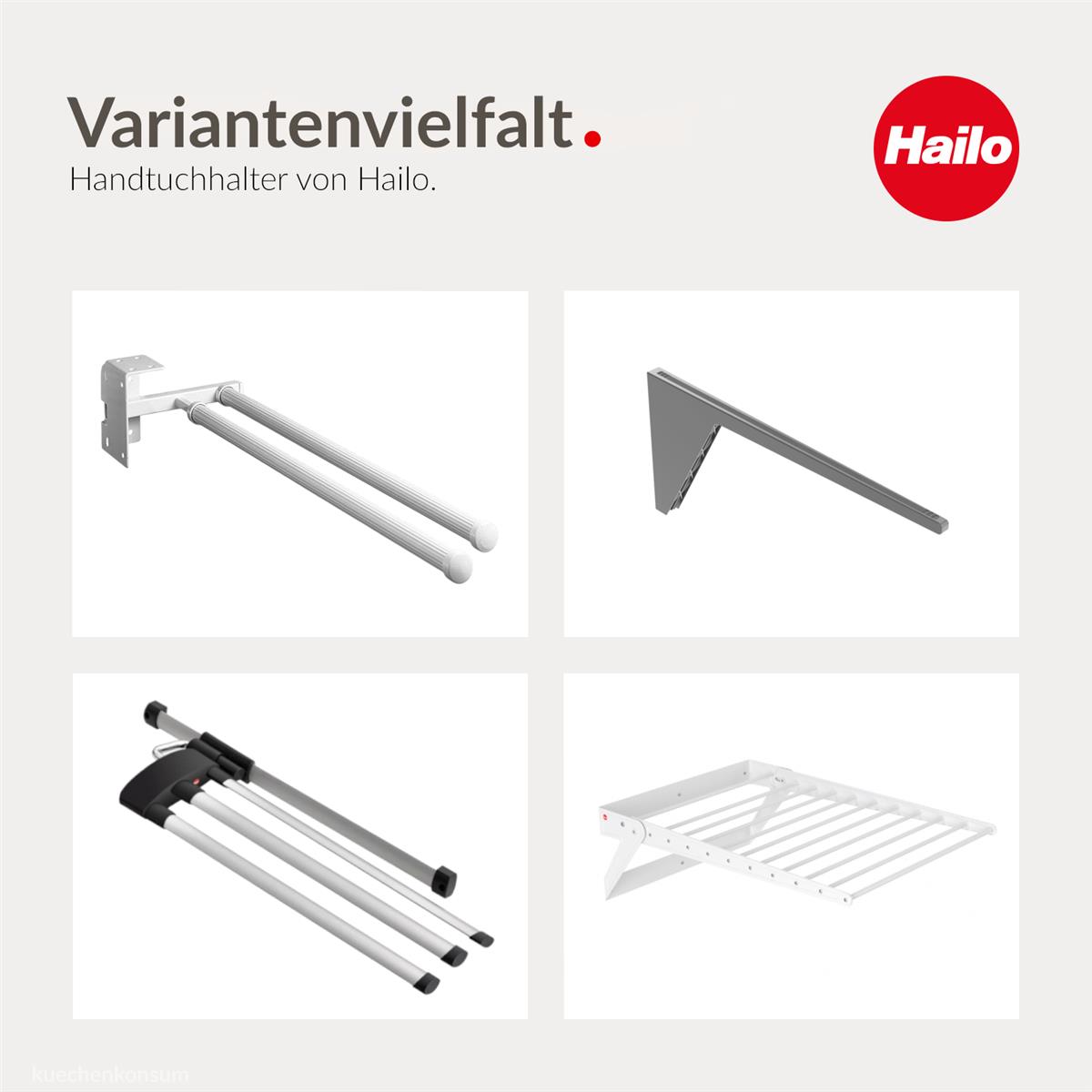 Hailo Handtuchhalter 3143901 reinweiß 3-teilig 430 mm ausziehbar