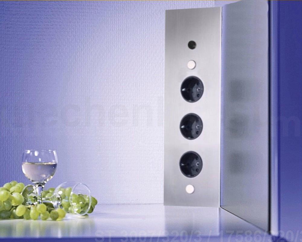 Thebo Ecksteckdose 175956/320/3 Edelstahl 3fach STA 3007/320/3 schaltbar