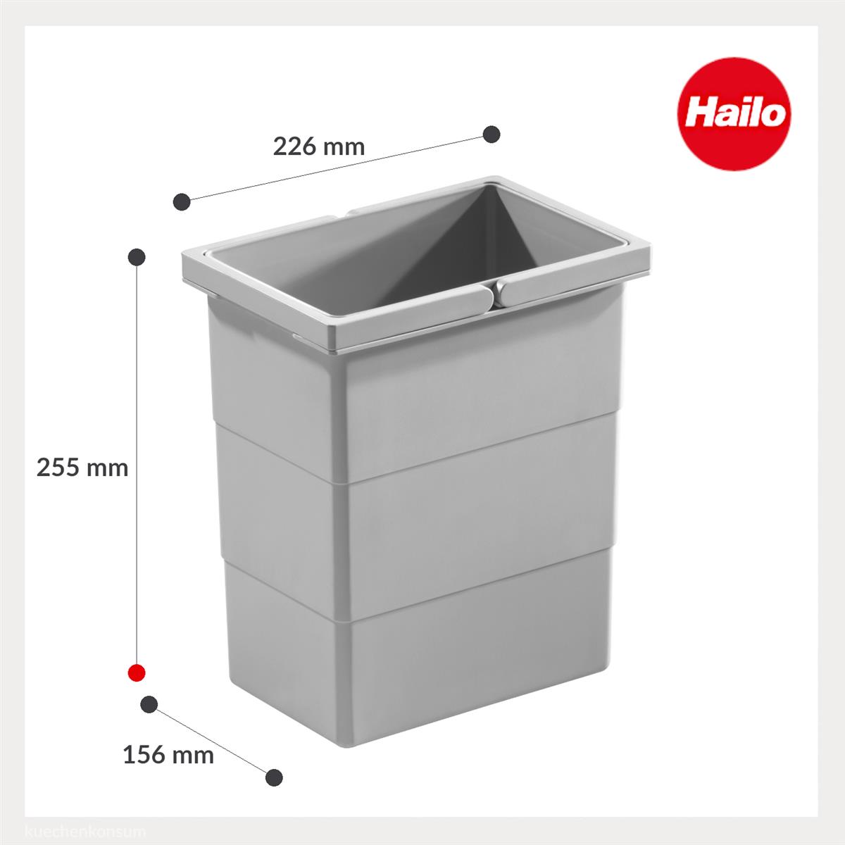 Hailo Inneneimer 1102439 hellgrau 7 Liter 226 x 156 x 255 mm 2 Henkel