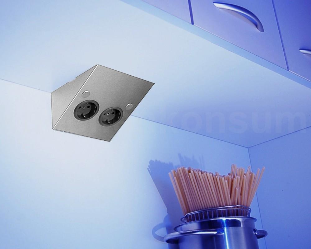 Thebo Keilsteckdose 228896ST2SI Edelstahl 2fach ST/2 889 SI waagerecht