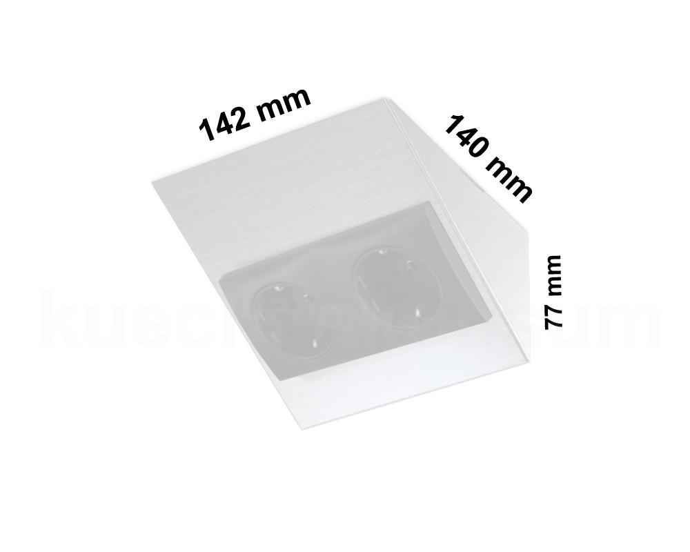 Thebo Keilsteckdose 228896ST2 Edelstahl 2fach ST/2 889 142 mm waagerecht
