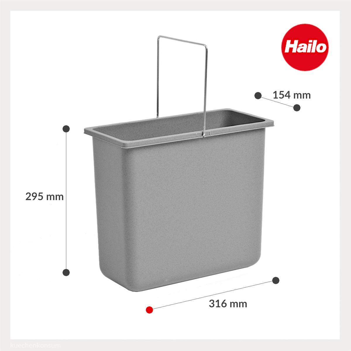Hailo Inneneimer 1009319 grau 12 Liter 316 x 154 x 287 mm mit Deckel