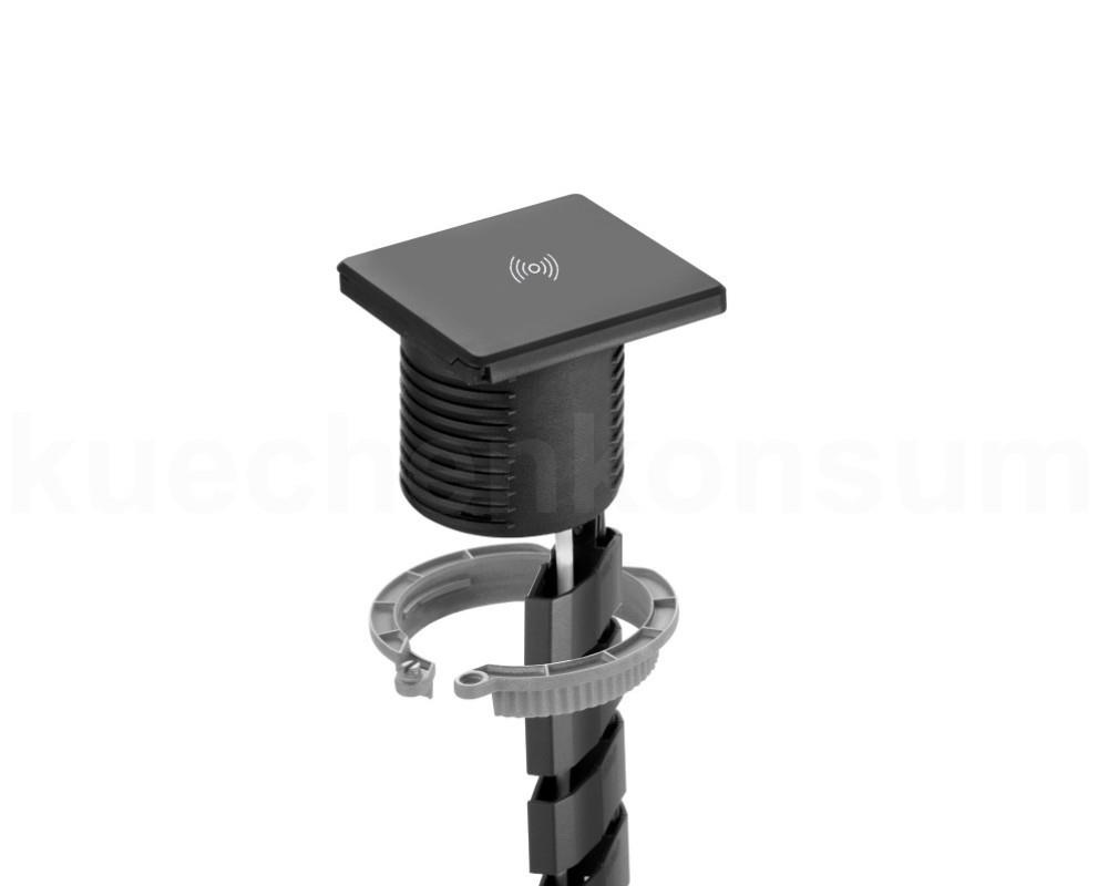 Schulte EVOline Square80 00.005 Tischsteckdose induktive Ladefunktion Patchkabel 3m