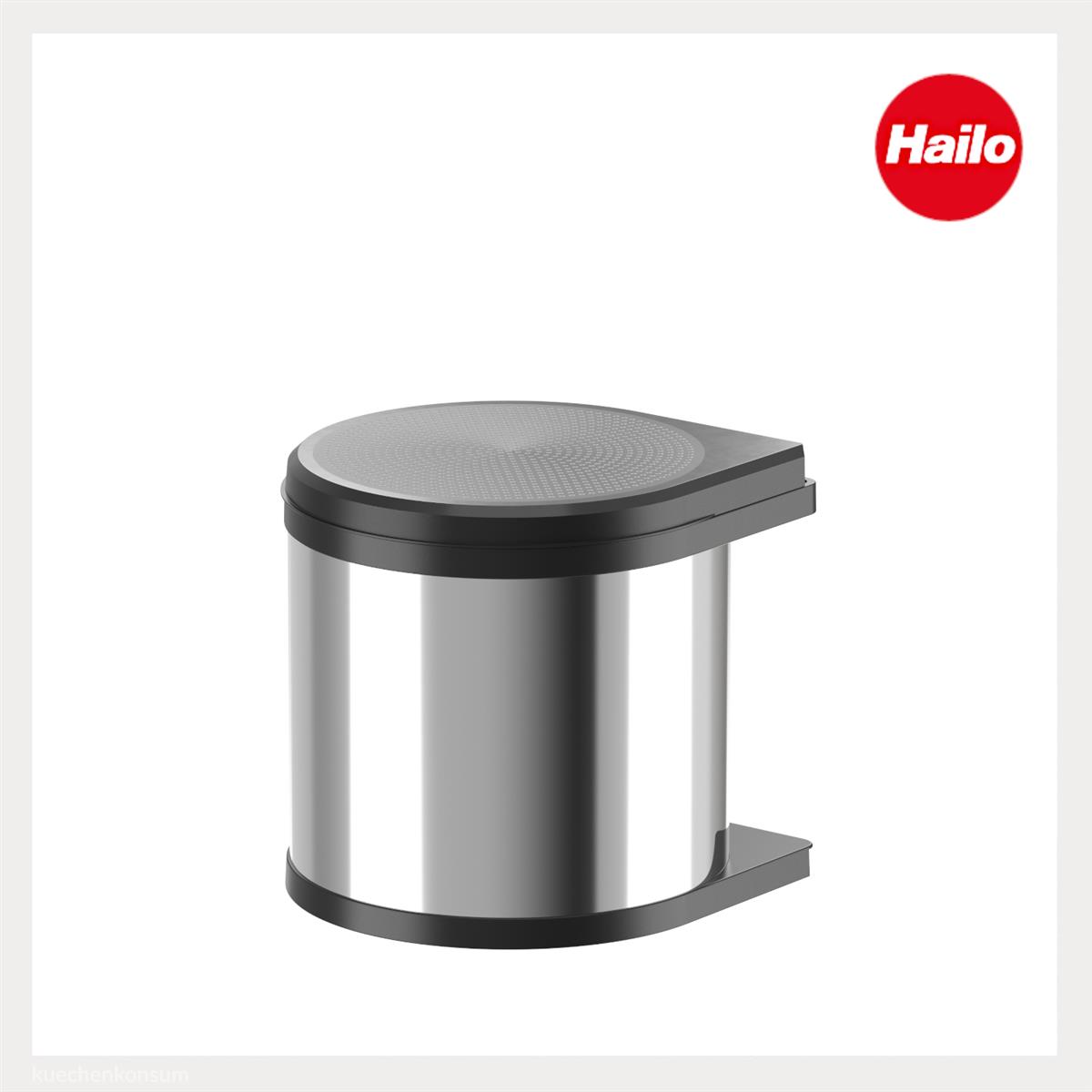 Hailo Abfallsammler 3512031 schwenkbar Mono 12 Liter Edelstahl poliert schwarz
