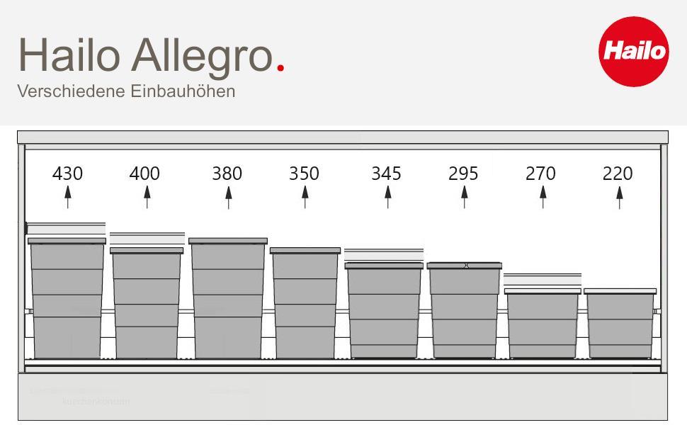 Hailo Abfallsammler 3201632 Allegro 345 Einsatz 2x 8 + 18 L Hellgrau