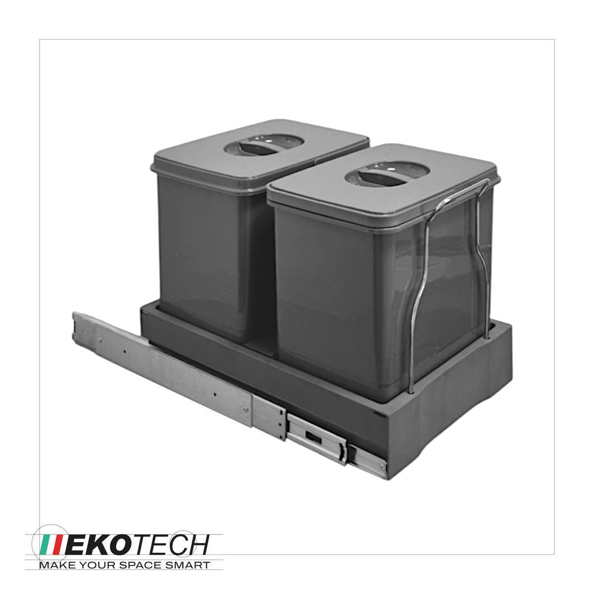 Ekotech Abfallsammler 90754162 Patty.45 oriongrau 2x 12 Liter Müllsystem Automatic