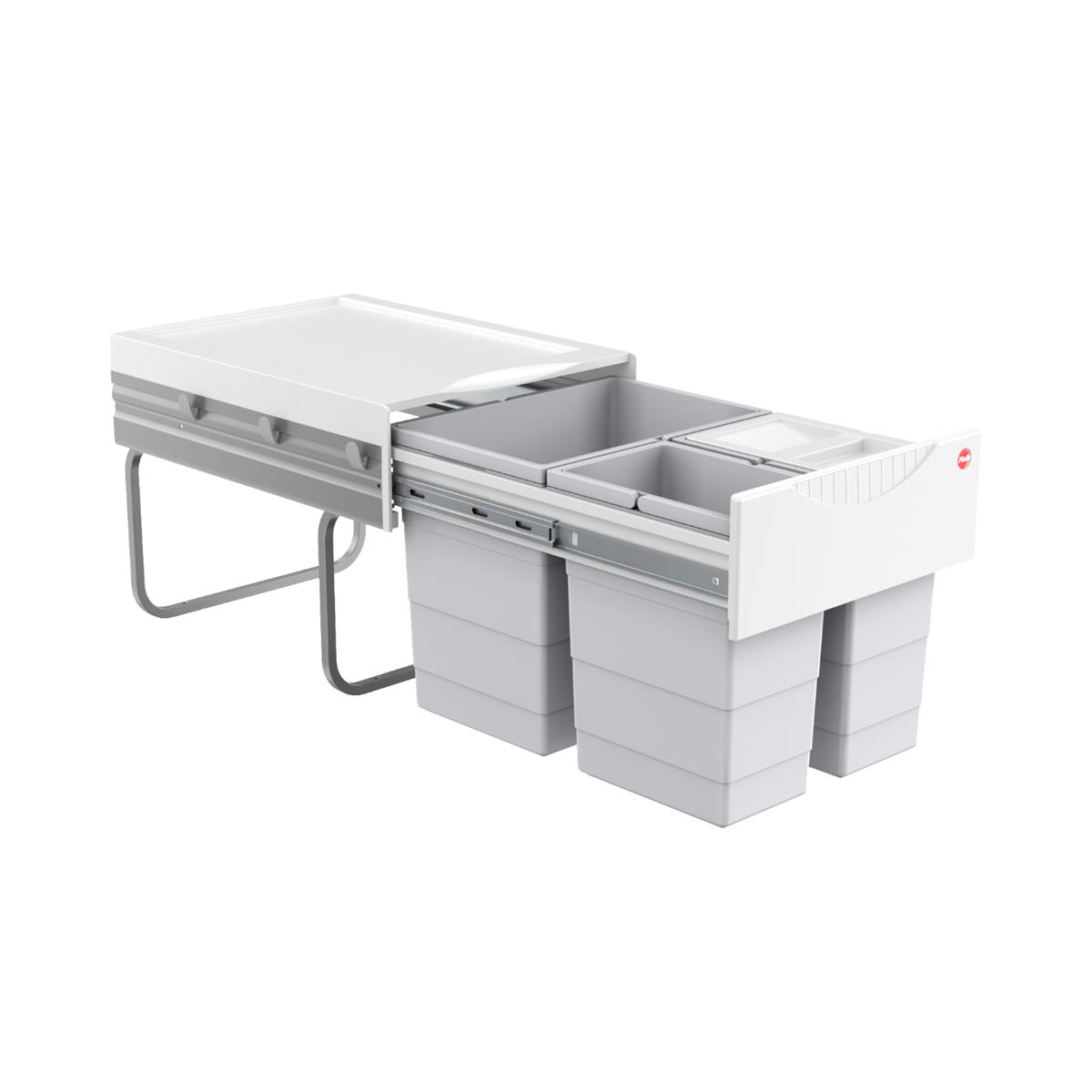 Hailo Abfallsammler 3642131 Raumspar-Tandem 2x 8,5 + 18 Liter hellgrau