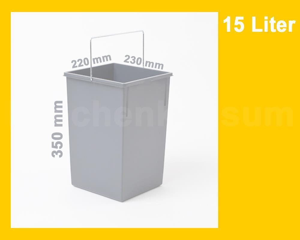 Hailo Inneneimer 1220189 basaltgrau 15 Liter 230 x 220 x 350 mm mit Henkel
