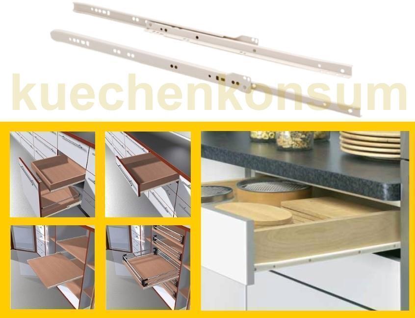 Rollenauszug 1 Paar weiß Tragkraft 30 kg Schubteilauszug 800 mm