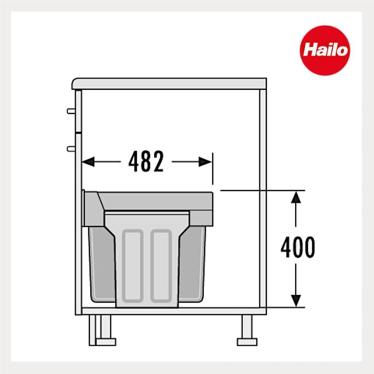 Hailo Abfallsammler 3666102 TA Swing Tandem 2x 15 L PlusBioDeckel