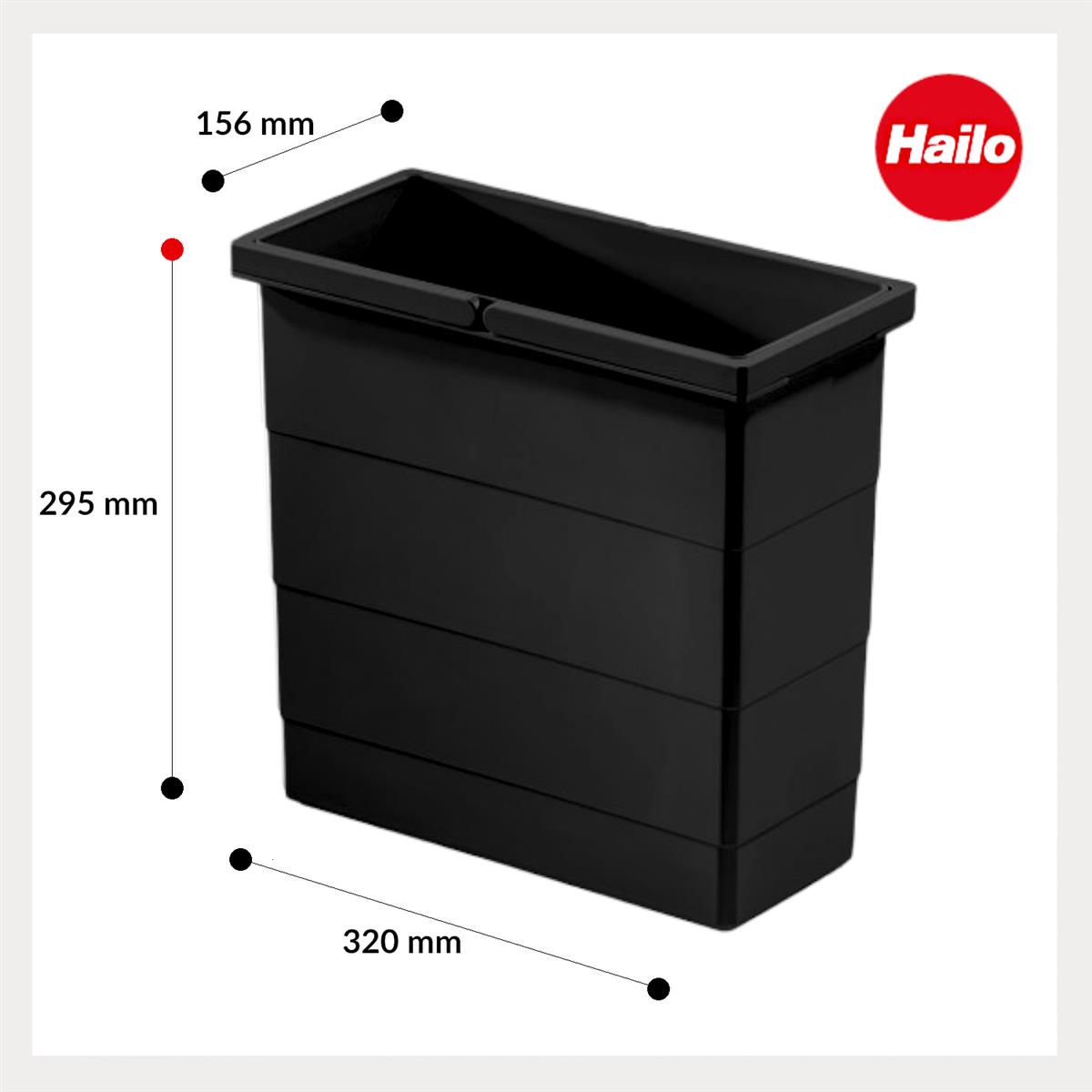 Hailo Inneneimer 1225949 schwarz 12 L 320 x 156 x 295 mm 2 Henkel