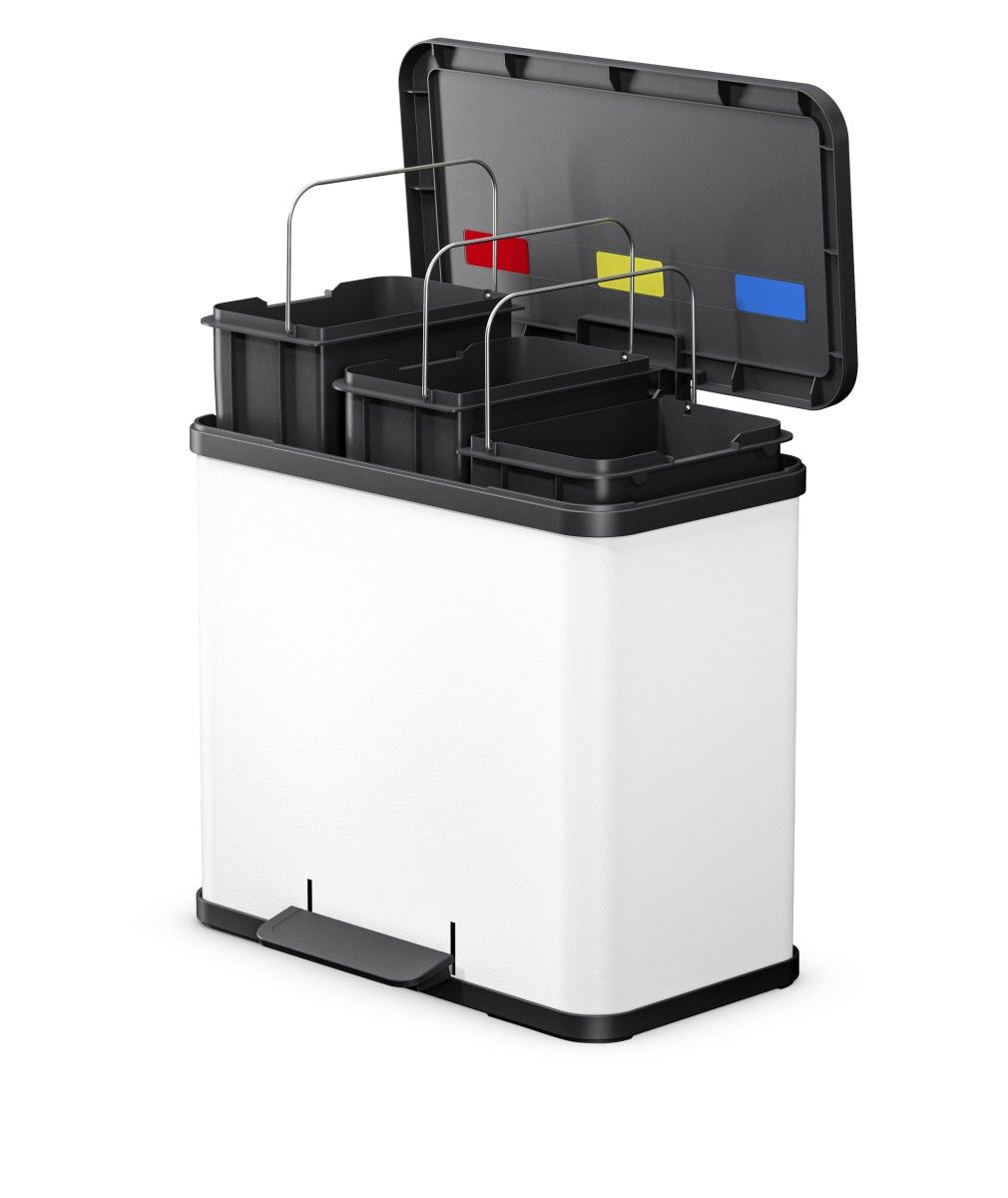 HAILO Standmülleimer 6332300 Öko trio Plus L 3 x 9 L Weiß matt