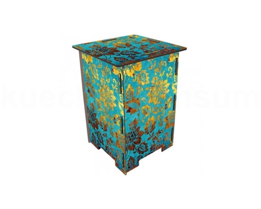 Werkhaus Photohocker SH8203 Blueten blau-gold 295 x 295 x 420 mm