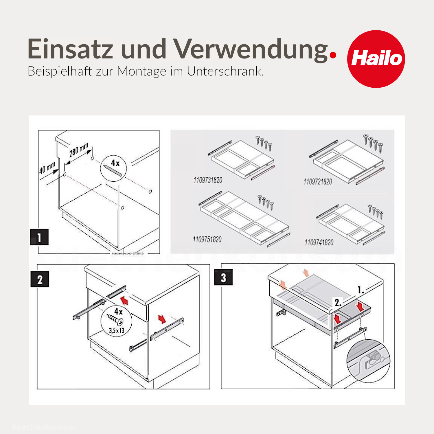 Hailo Multideckel 1109759 Tablarboden für 90 cm Schrank Hellgrau