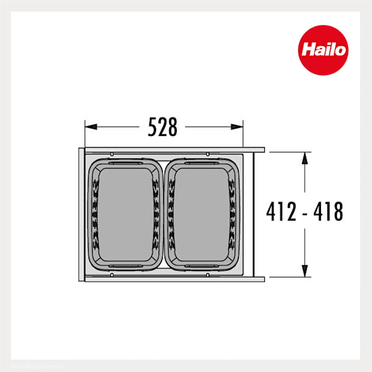 Hailo Wäschesammler 3270461 Laundry Carrier 45 Einbau Wäschekorb 66 Liter Blau