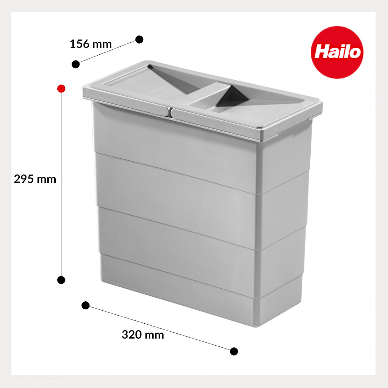 Hailo Inneneimer 1102449 mit Deckel 12 L 320x156x295 mm 2 Henkel