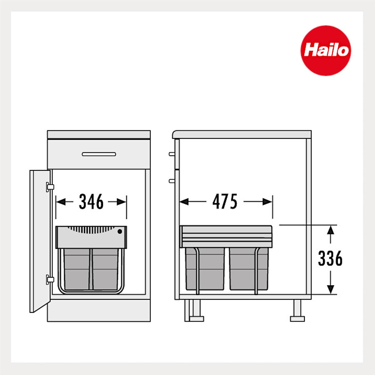Hailo Abfallsammler 3642731 Raumspar-Tandem 2x 8,5 +18 L schwarz