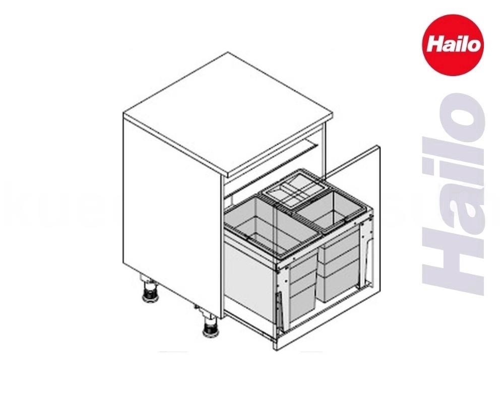 Hailo Abfallsammler 3631691 XL Inset 600 28/13/13 Triple-XL 28 + 2x 13 Liter