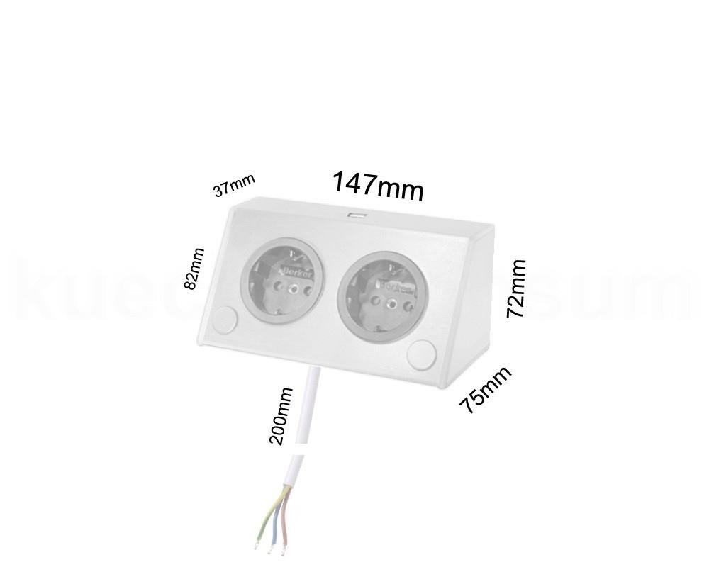 Thebo Aufbausteckdose 17912206 Edelstahl 2fach ST 3900 A ST/2 USB waagerecht
