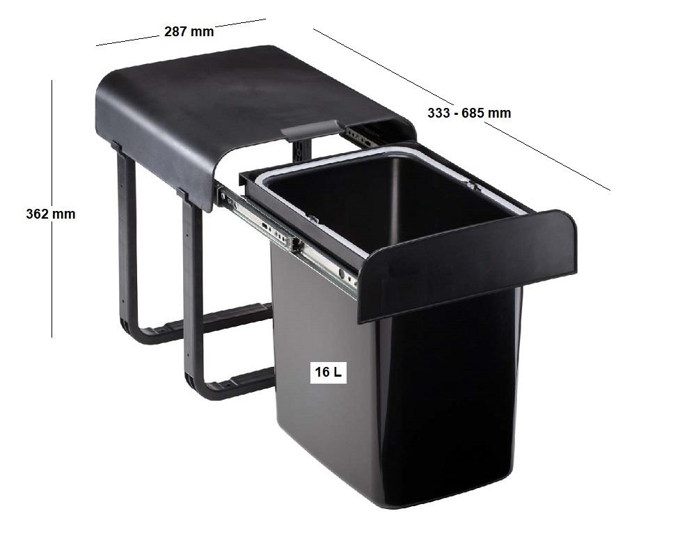 Ekotech Abfallsammler AS16S Aladin schwarz 16 Liter