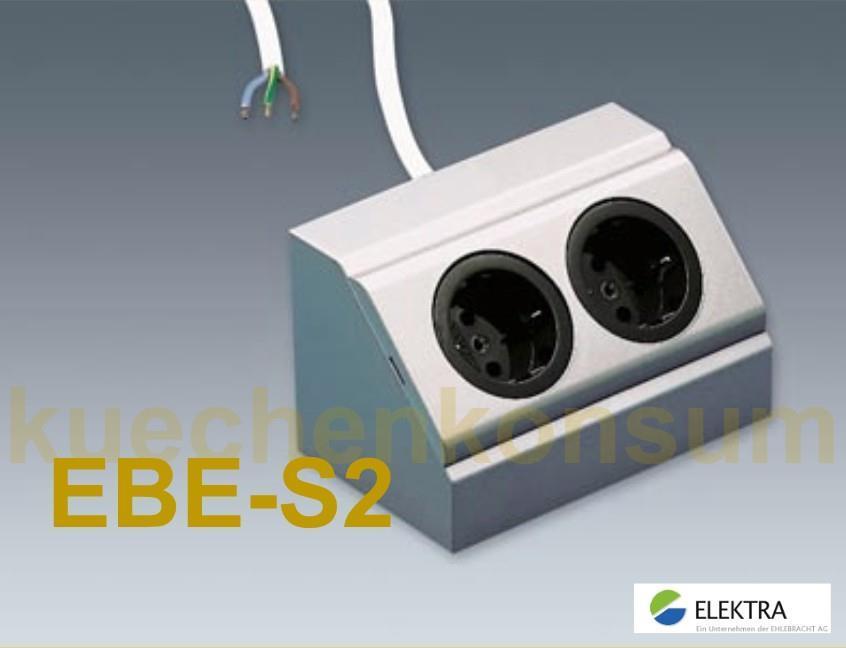 Elektra Ecksteckdose 52564401 EBE-S2 alu-metallic 2-fach 140 x 85 x 85 mm