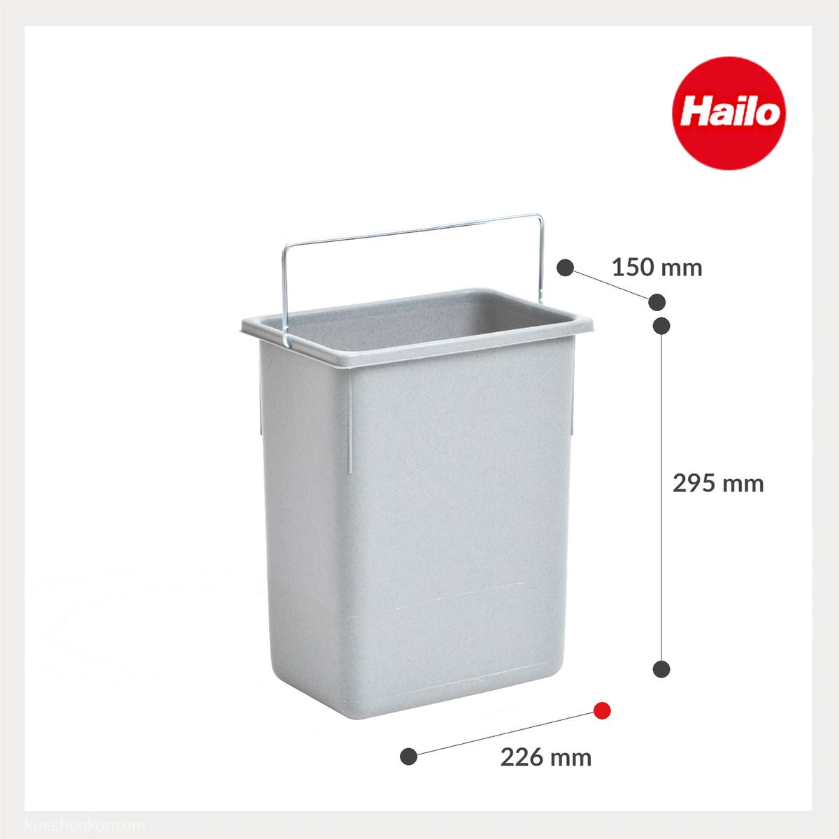 Hailo 8,5 L Inneneimer 1068409 signalgrau 226x 150 x 287 mm mit Henkel