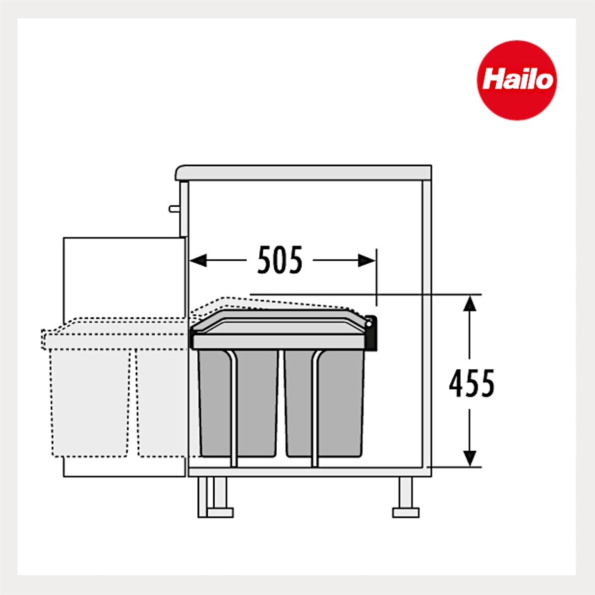 Hailo Abfallsammler 3650101 TA Swing A Tandem 2x15 Liter